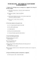 9th Grade English Grammar Worksheets