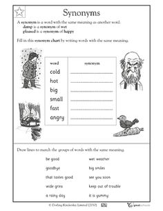 Antonyms and Synonyms Worksheets 1st Grade