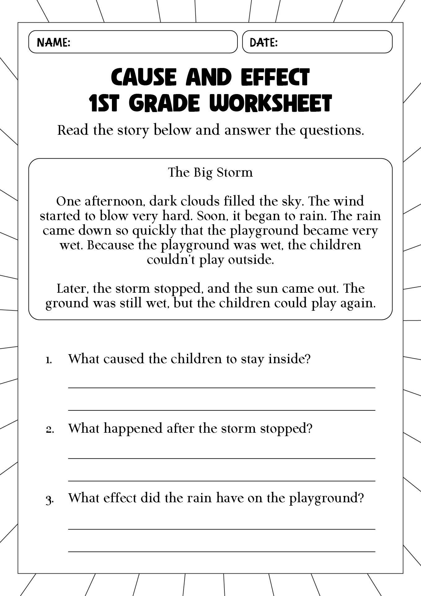 Free Printable Cause And Effect Worksheets For 6th Grade