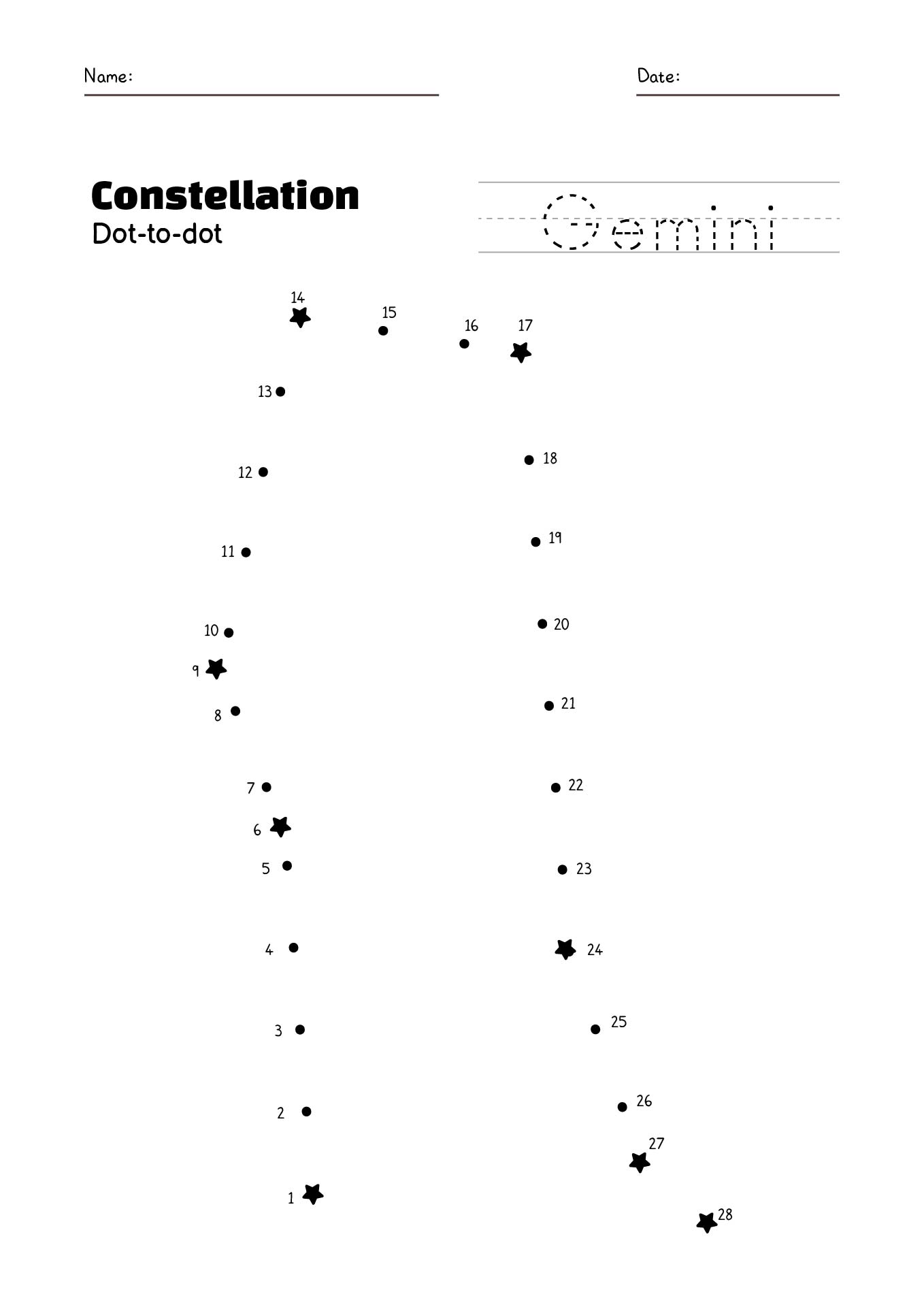 6 Best Images Of Constellation Connect The Dots Worksheet 