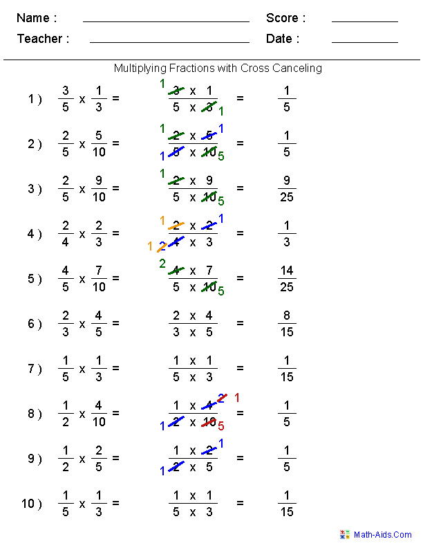Cross Multiplication Fractions Worksheet Pdf