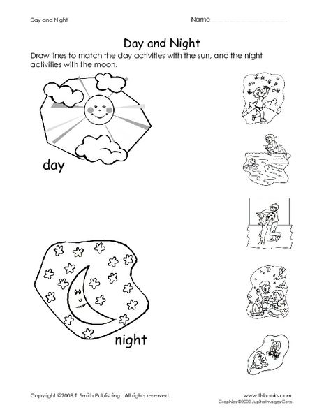 Day and Night Worksheet Kindergarten