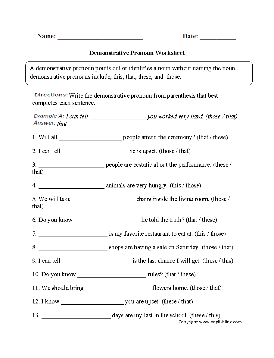 Pronoun Activities 6th Grade - pronouns worksheets intensive