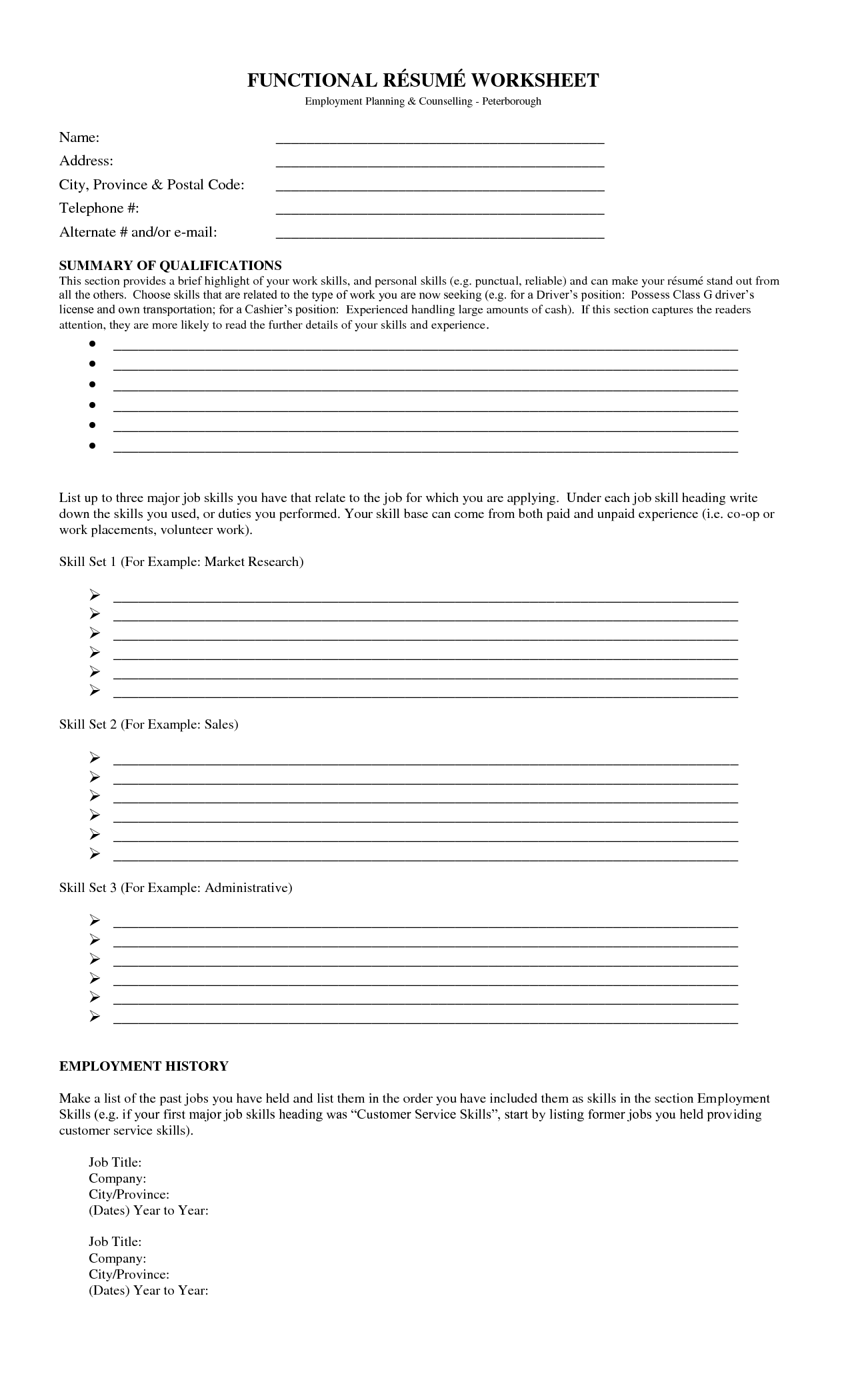 17 Best Images of Creating A Resume Worksheet Fill in Printable