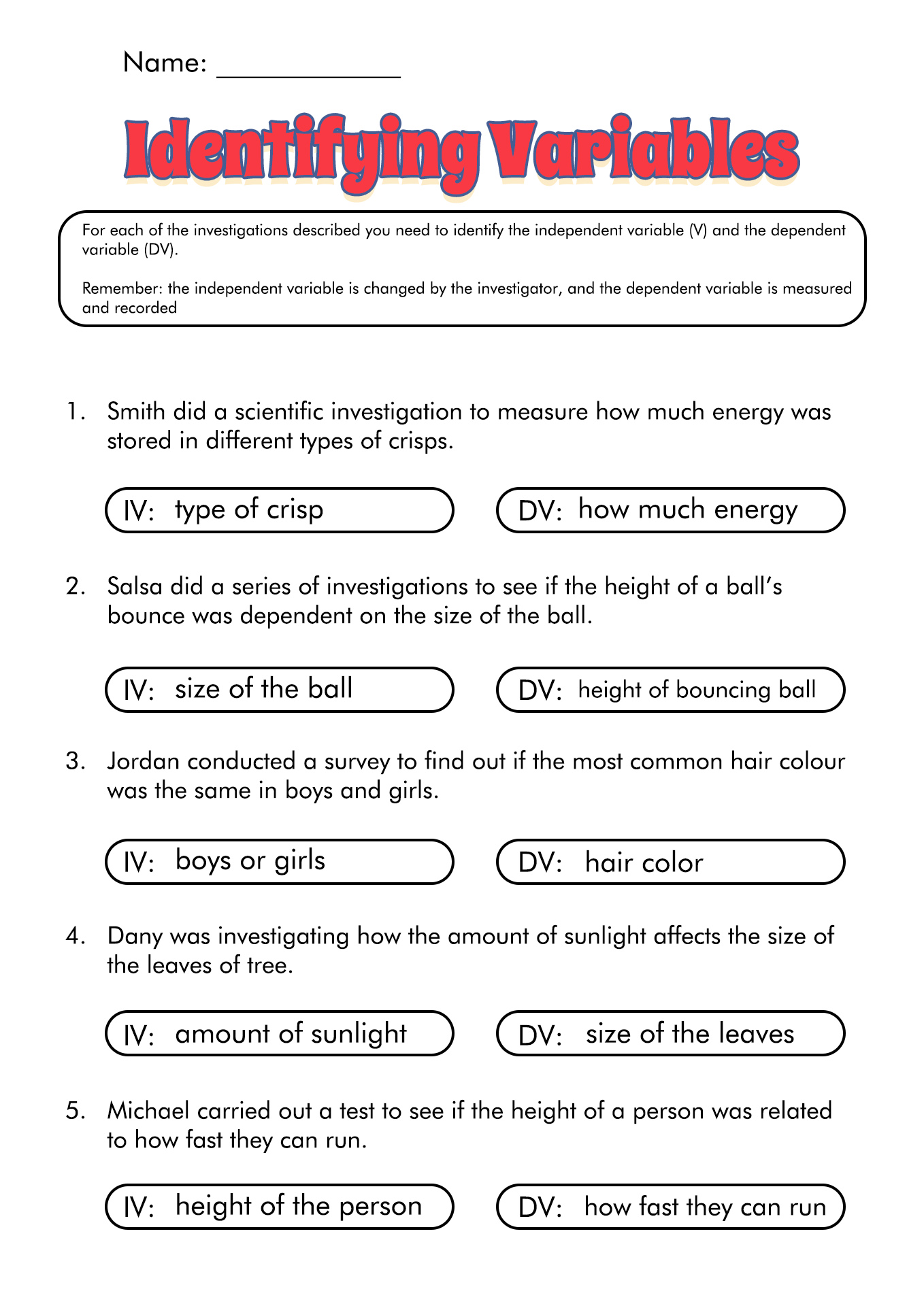 31 Independent And Dependent Variables Worksheet Science - Worksheet