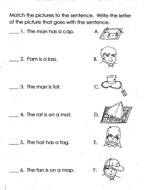 Reading Simple Sentences Worksheets For Kindergarten Arch Chinese