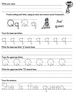 Letter Q Handwriting Worksheets
