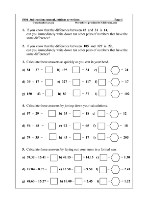 17 Best Images of Adding 5S Worksheet - Mental Maths Worksheets Year 5