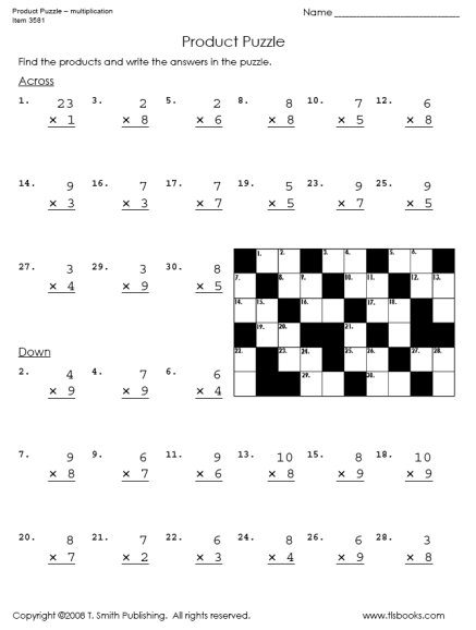 Multiplication Puzzle Worksheets 3rd Grade Math