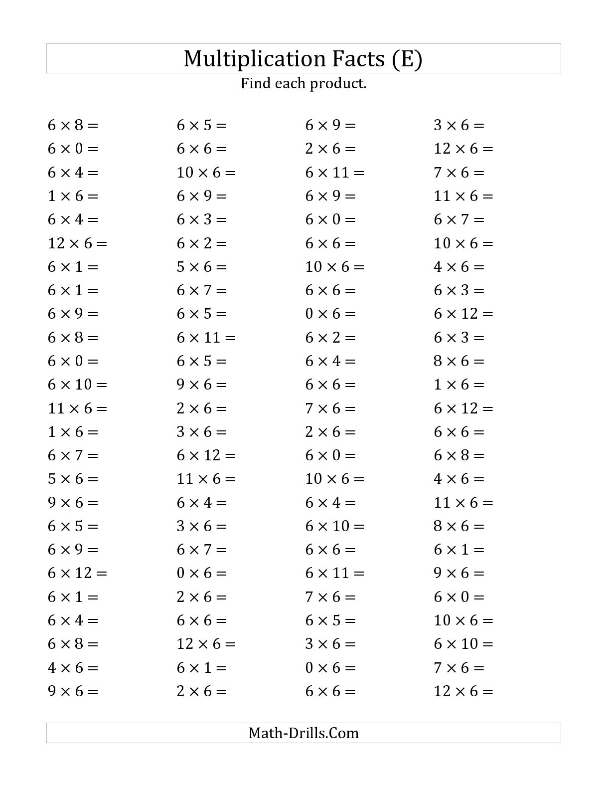 12 Best Images of Multiply By 6 Worksheet Multiplication Worksheets