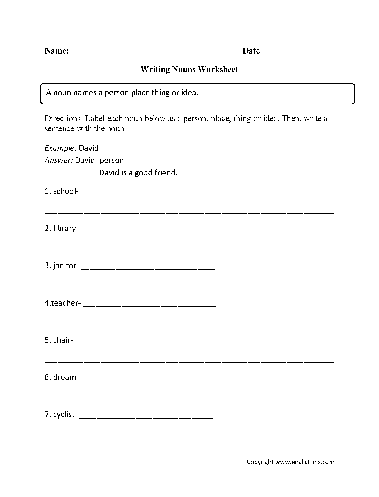 18 Best Images of Nouns Worksheets For 7th Grade - Common vs Proper