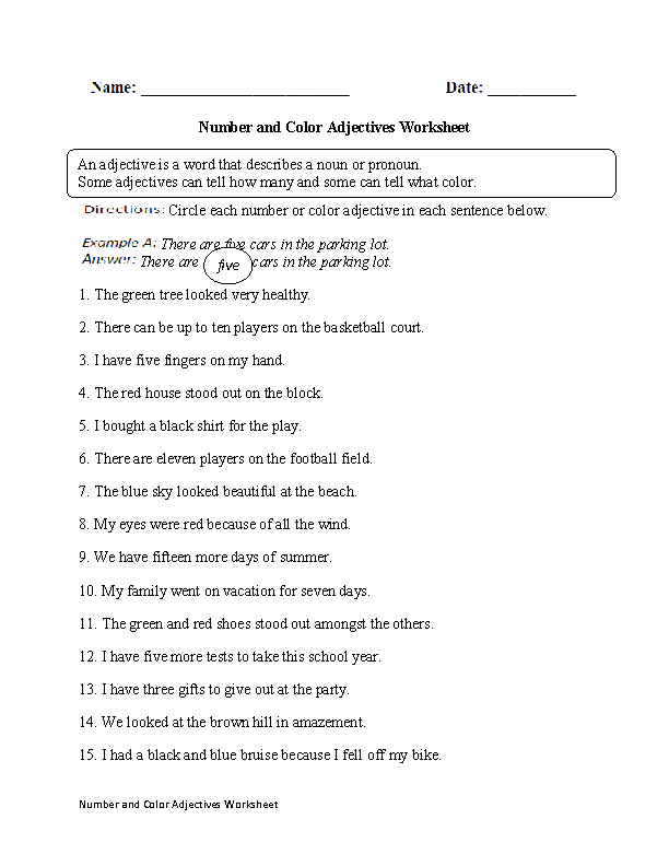 Quantity Adjectives Worksheets