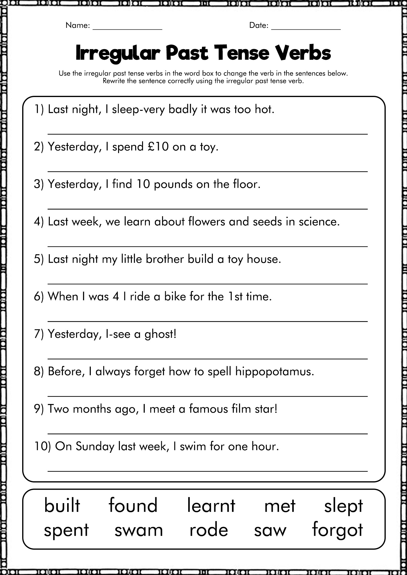 16 Best Images of Past Tense Verbs Worksheets 2nd Grade Verb Tense