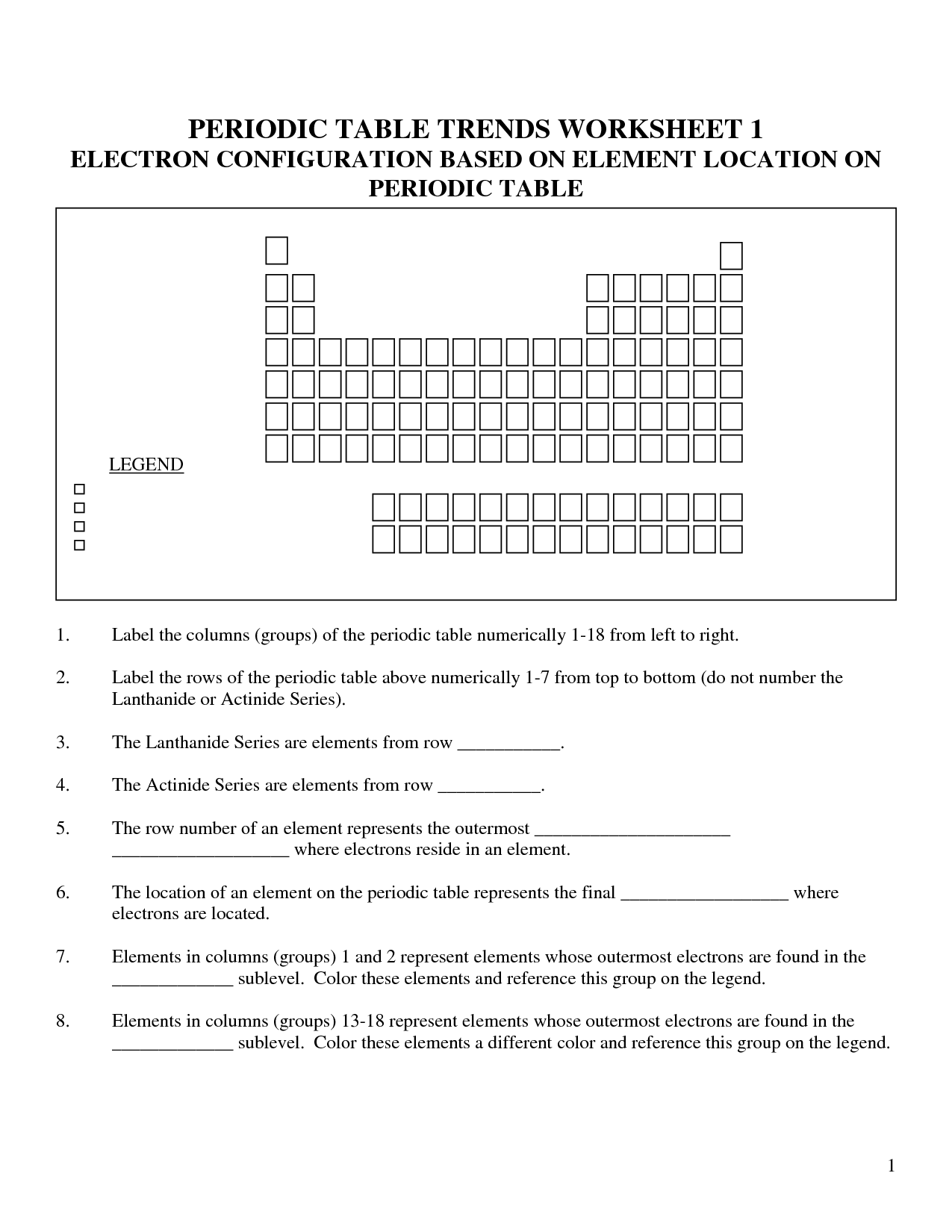 Periodic Table Activity Worksheet