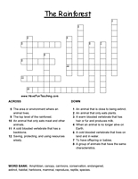 Rainforest Crossword Puzzle
