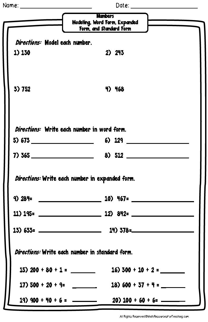 15 Best Images of Expanded Form Worksheets Write Numbers in Expanded