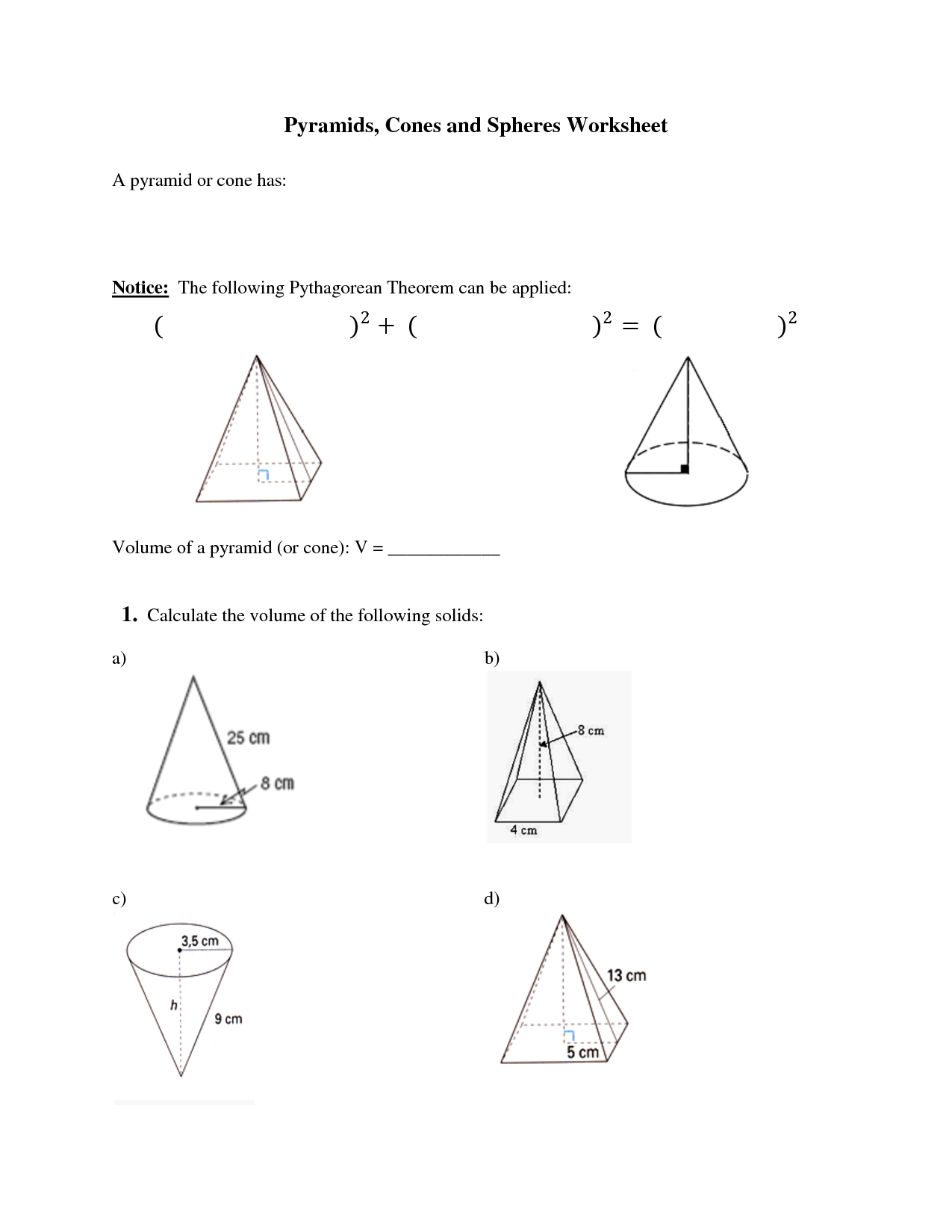 Surface Area And Volume Worksheet