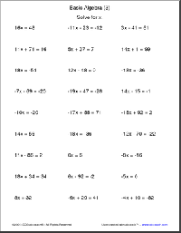 6th Grade Math Worksheets Algebra