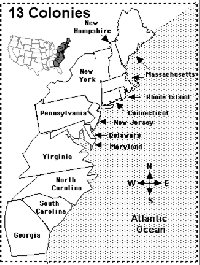 Blank 13 Colonies Map