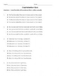 Capitalization Worksheets 3rd Grade
