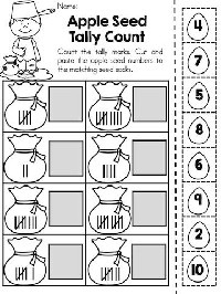 Cut and Paste Tally Marks Worksheets