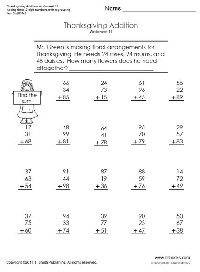 Thanksgiving Math Worksheets 2nd Grade