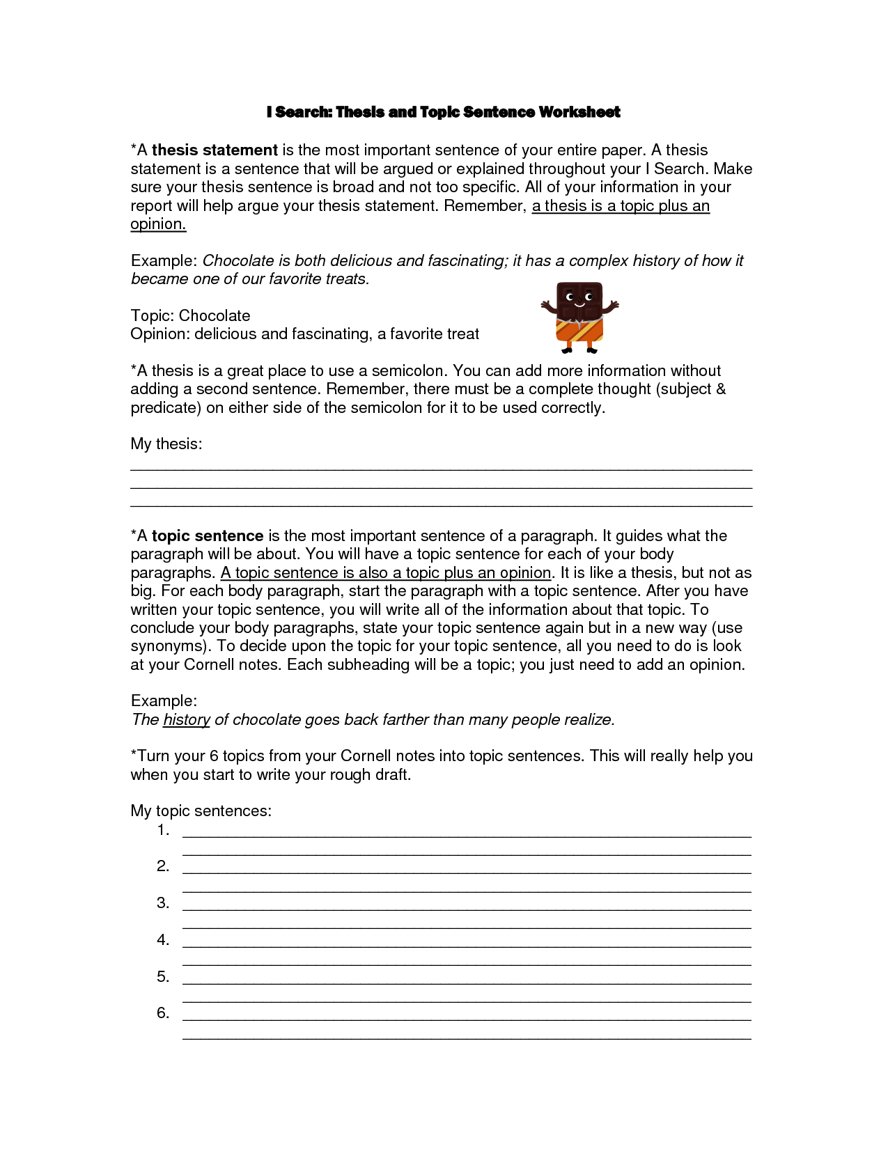 Identifying Topic Sentence Supporting Details Worksheet