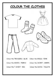Winter Clothes Color Worksheets