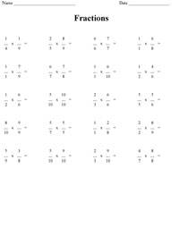 6th Grade Math Worksheets Fractions