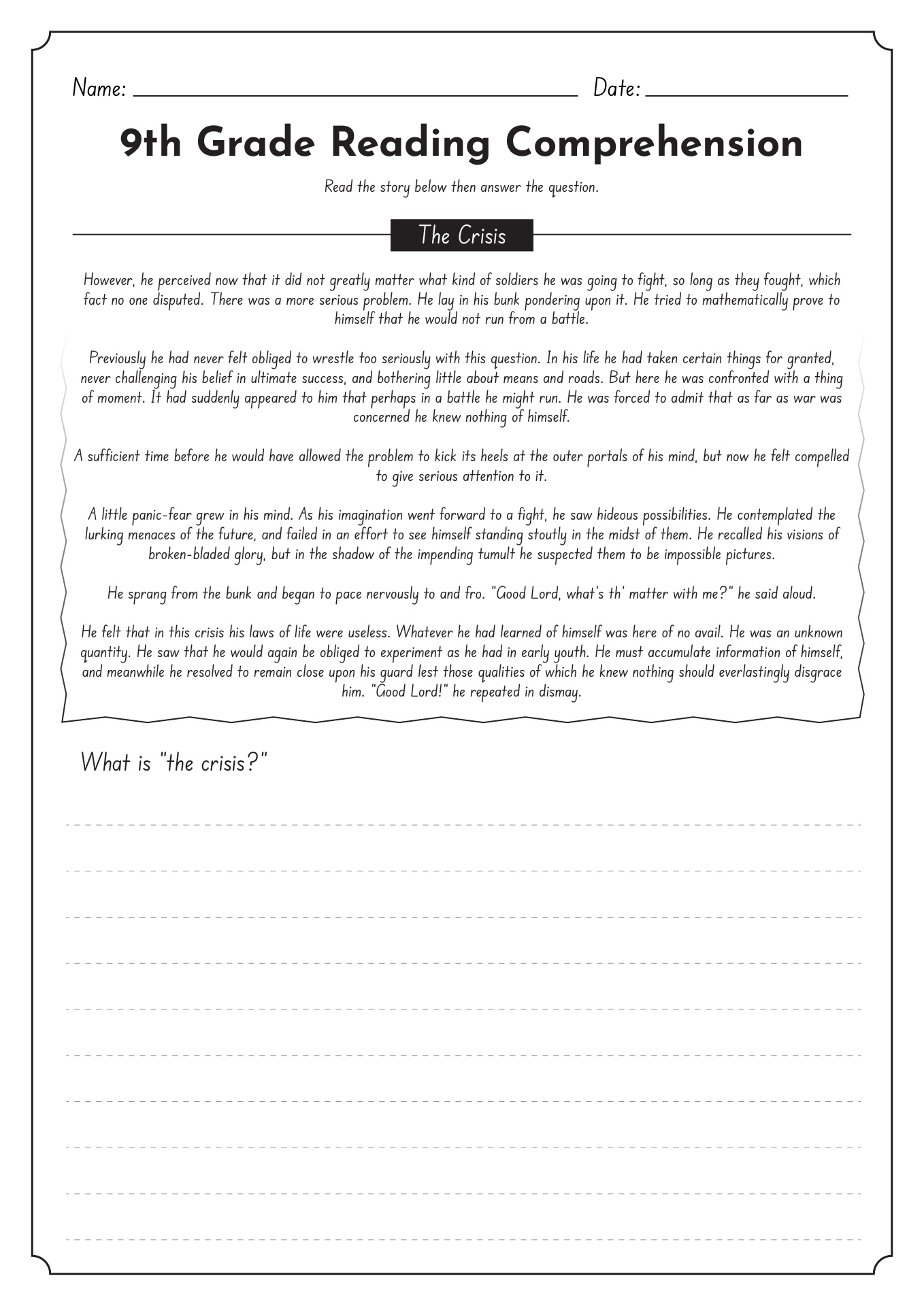 9th Grade English Worksheets Free Download