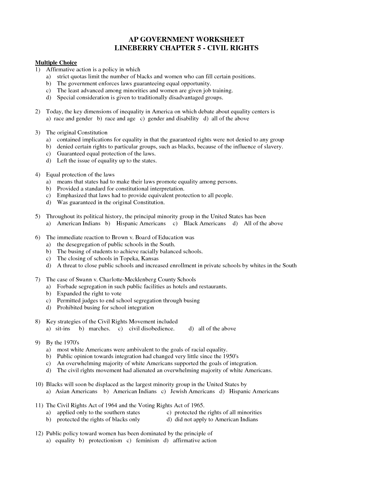 The Us Constitution Worksheet