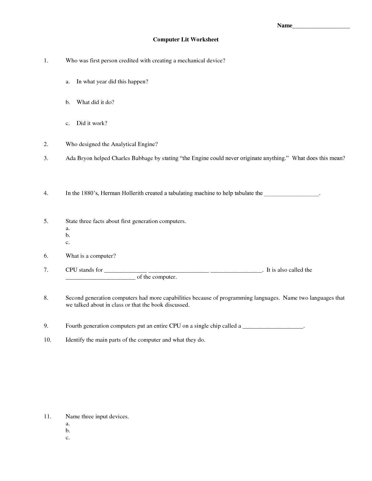 11 Best Images Of Computer Technology Worksheets Computer Parts