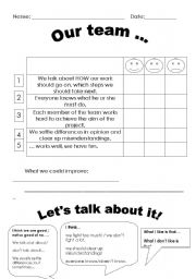 Group Work Reflection Sheet