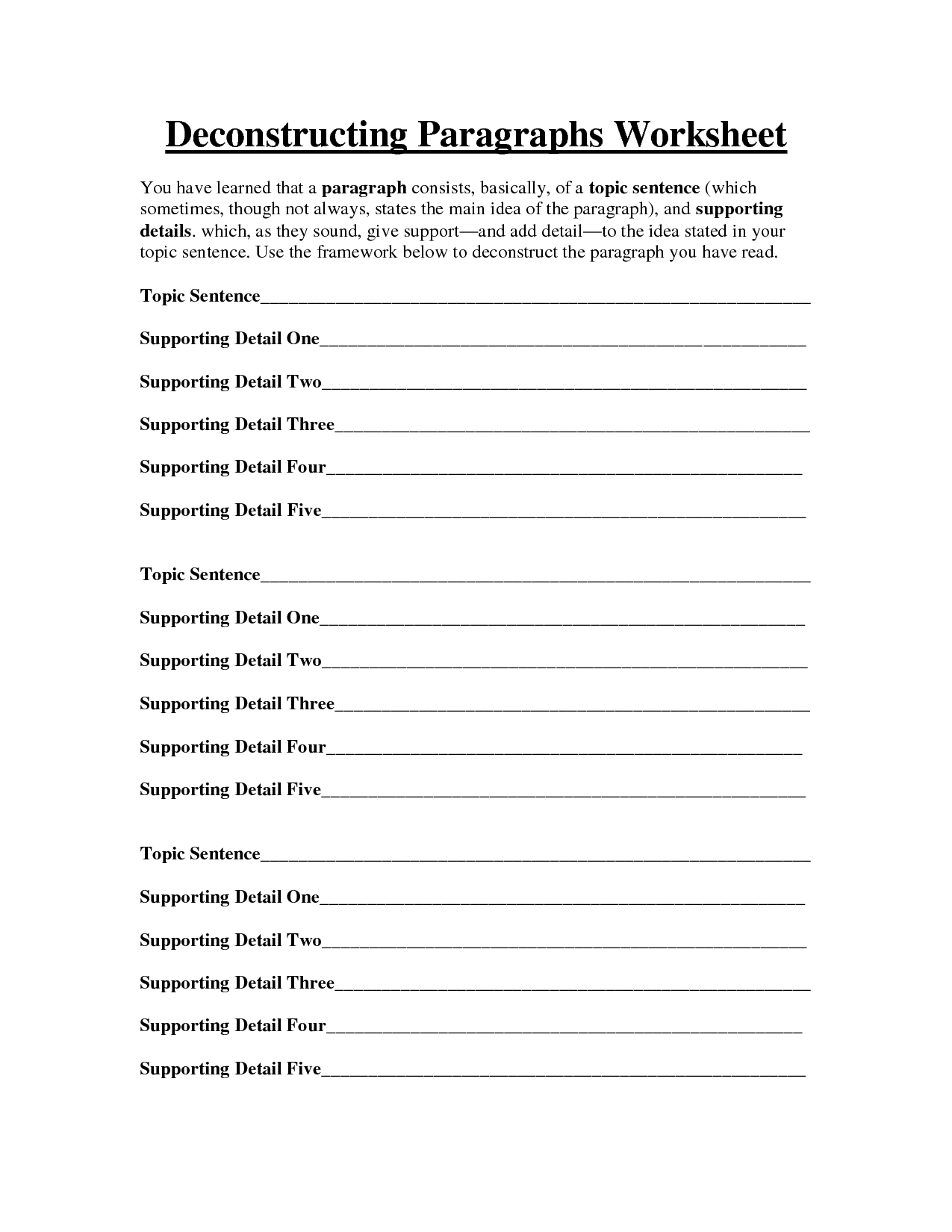Main Idea Worksheet 5