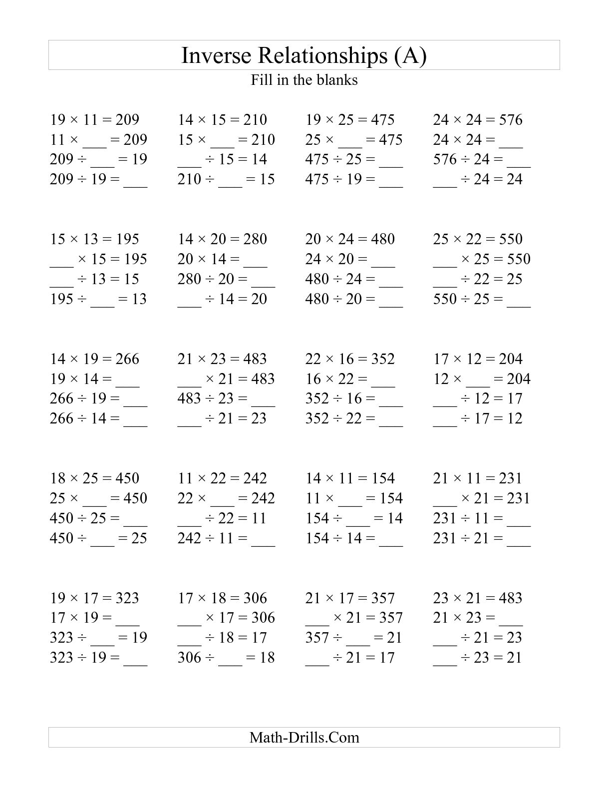 Printable Multiplication And Division Pictures 84
