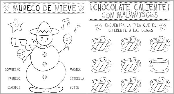 Printable Spanish Christmas Worksheets