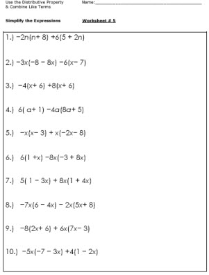 15 Best Images of 7th Grade Algebraic Expressions Worksheets With