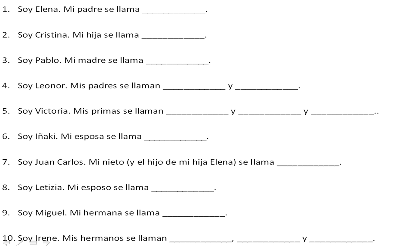 Spanish Family Worksheets 