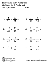 Fifth Grade Math Worksheets Fractions