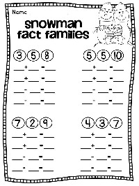 First Grade Fact Family Worksheets