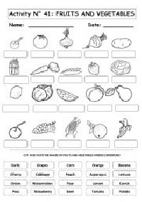Fruits and Vegetables Worksheets for Kids