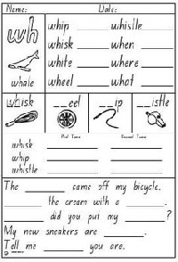 WH Digraphs Worksheets for First Grade