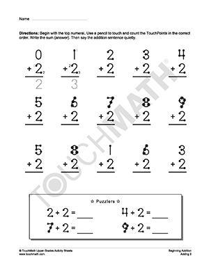 Touch Math Worksheets - 20 touch Math Addition Worksheet | Worksheet