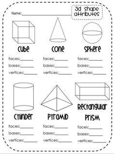 13 Best Images of Math Worksheets Vertices Edges Faces - 3D Shapes