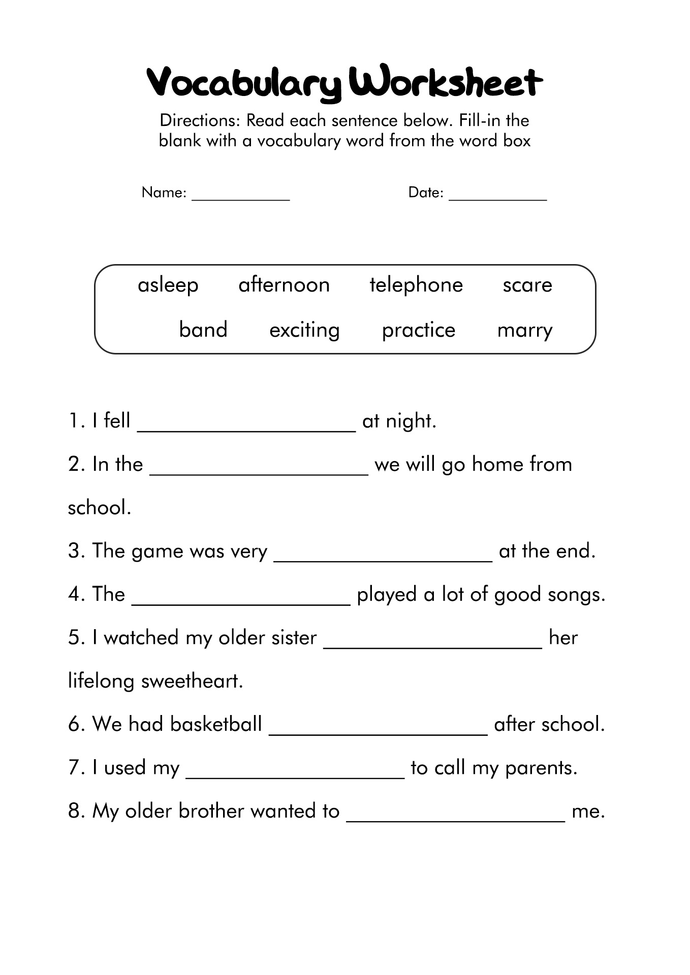7th Grade Worksheet English
