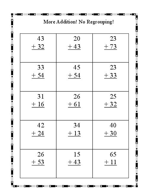 Addition and Subtraction without Regrouping