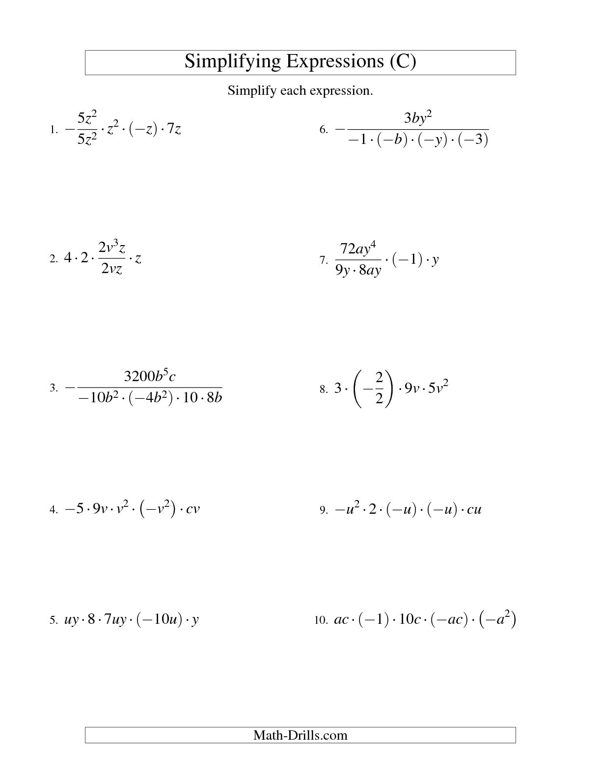 simplifying-algebraic-expressions-worksheets