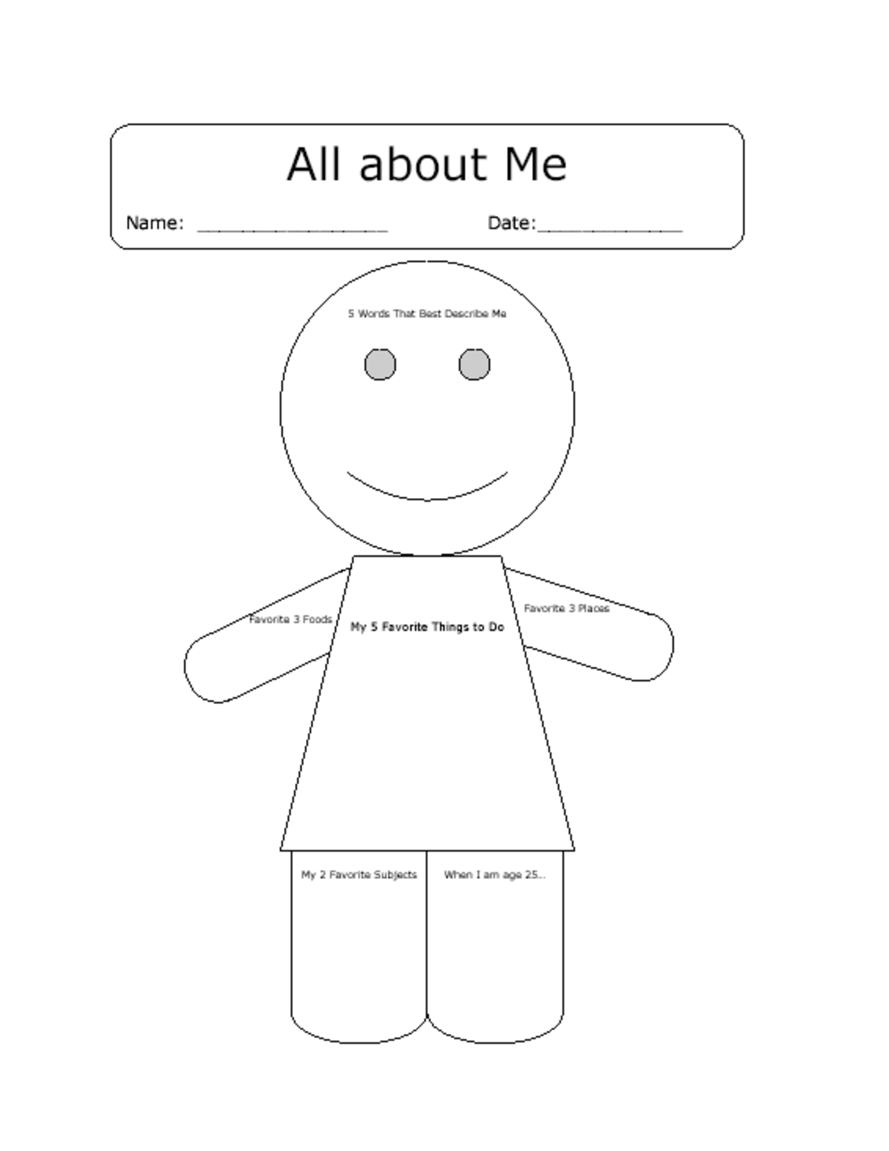 All About Me Worksheet Pdf