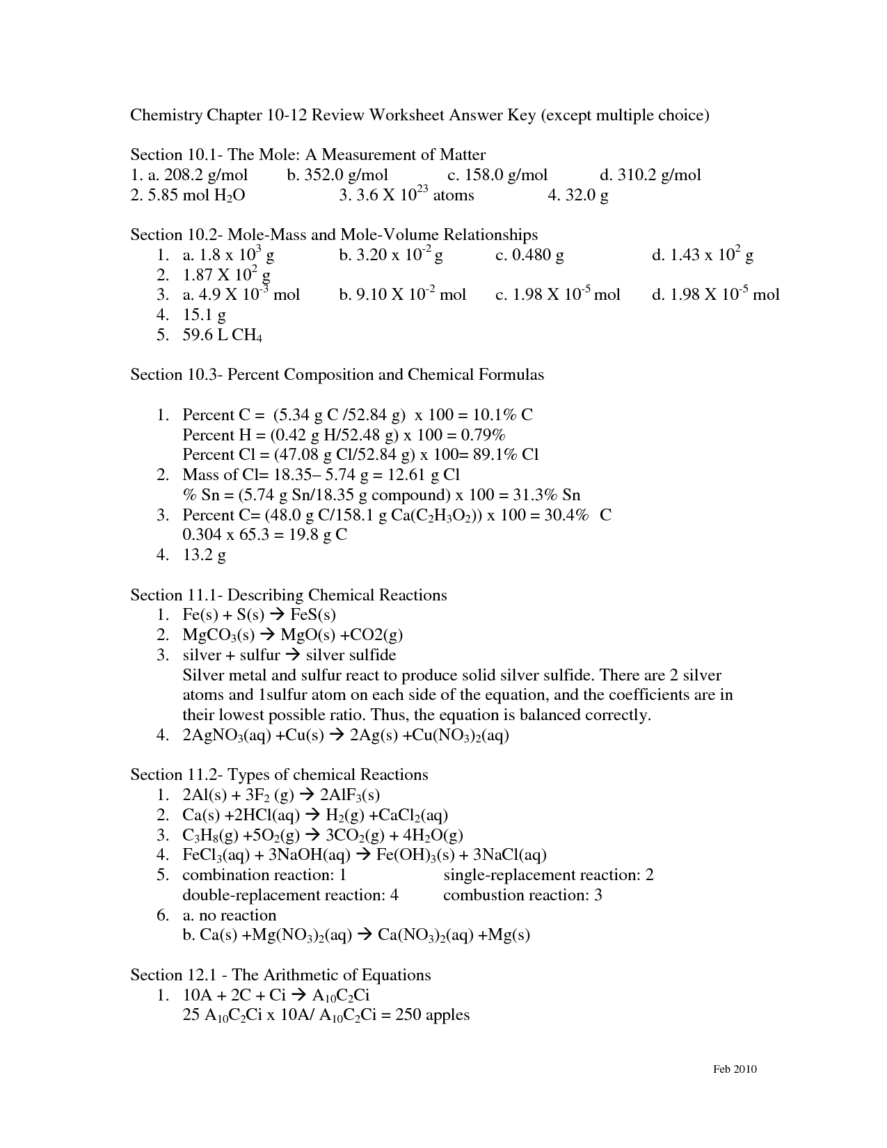 15 Best Images of Classifying Chemical Reactions Worksheet Answers  Reaction Types Worksheet 