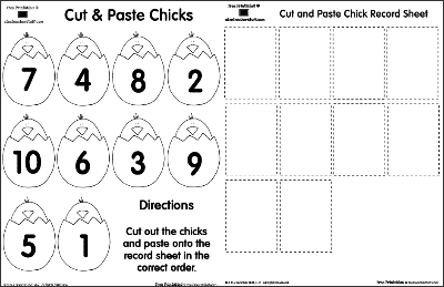 Cut and Paste Number Worksheets